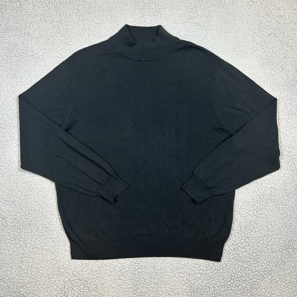 Jos. A. Bank Sweater Men's Large Black 100% Silk Mock Neck Signature Collection